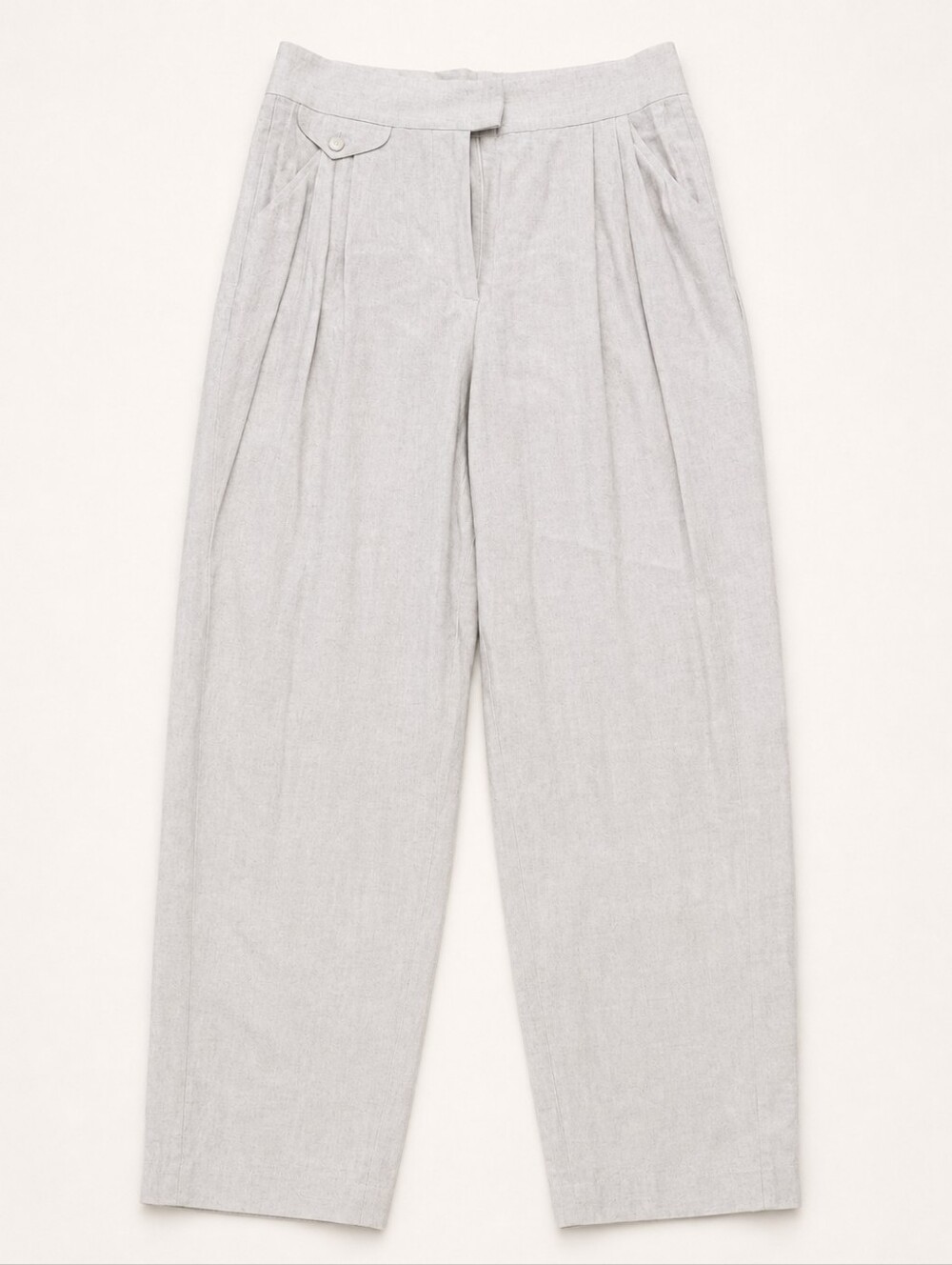 Emporio Armani Women’s Linen Blend Pleated Trousers Beige Size 42